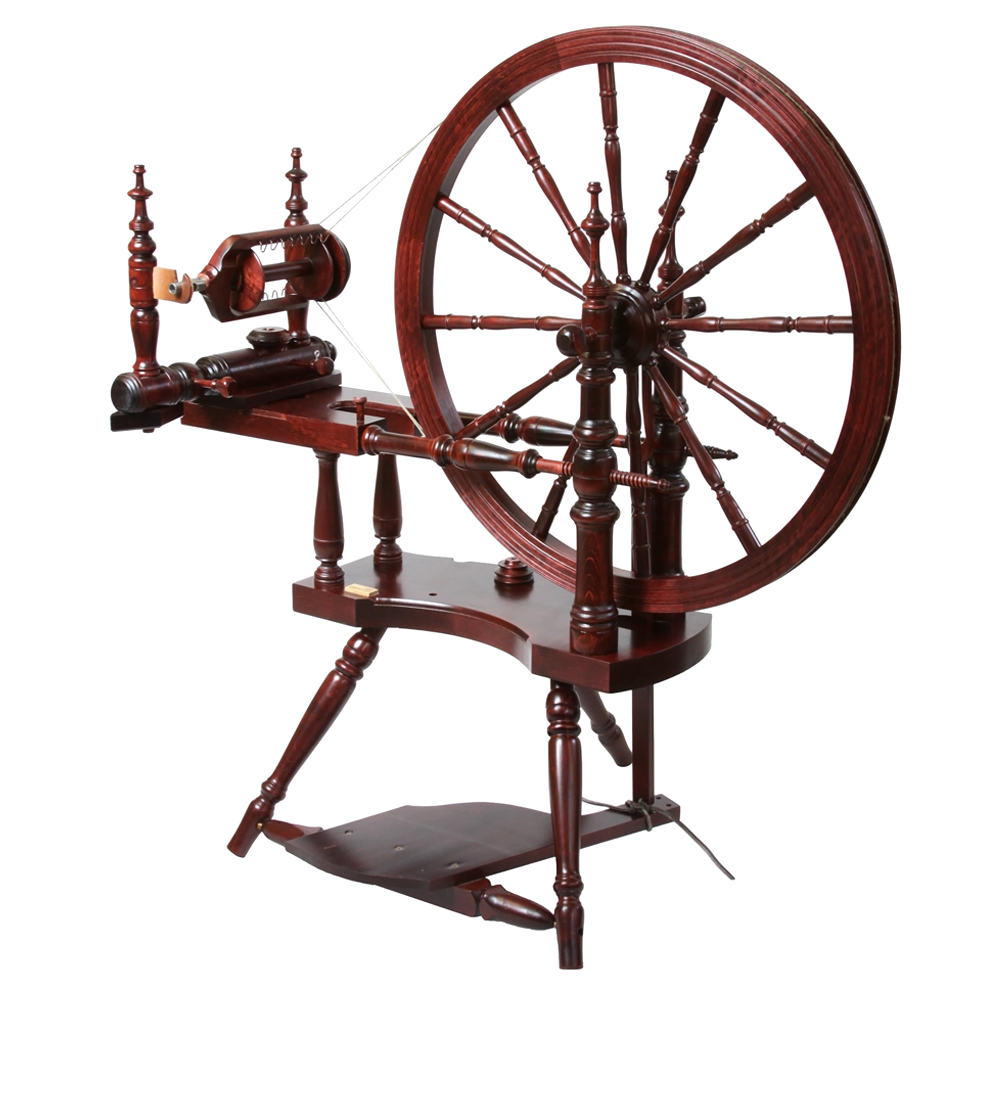 Kromski Polonaise Spinnrad Mahagoni — tiefes Mahagoni-Finish auf Erlholz